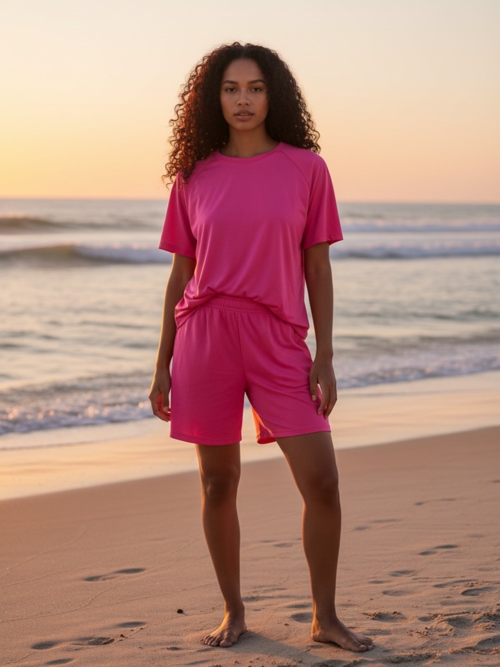 Bright Hot Pink Two-Piece Lounge Set